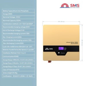 5KWH 25.6V SMS Lithium Battery