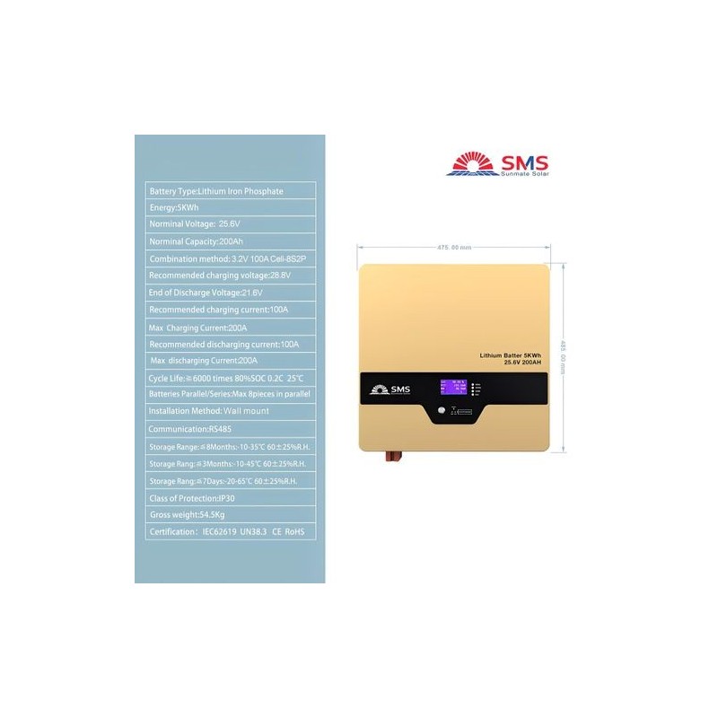 5KWH 25.6V SMS Lithium Battery 5KWH 25.6V SMS Lithium Battery
