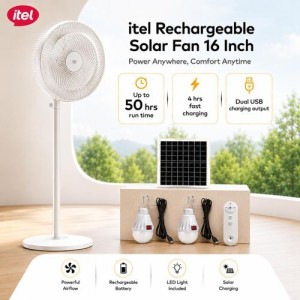 ITEL SOLAR RECHARGEABLE FAN IF16-M001