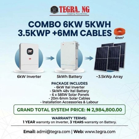 COMBO 6KW 5KWH 3.5KWP +6MM CABLES