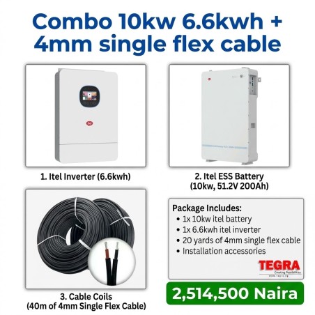 COMBO 10KW 6.6KWH + 4MM SINGLE FLEX CABLE