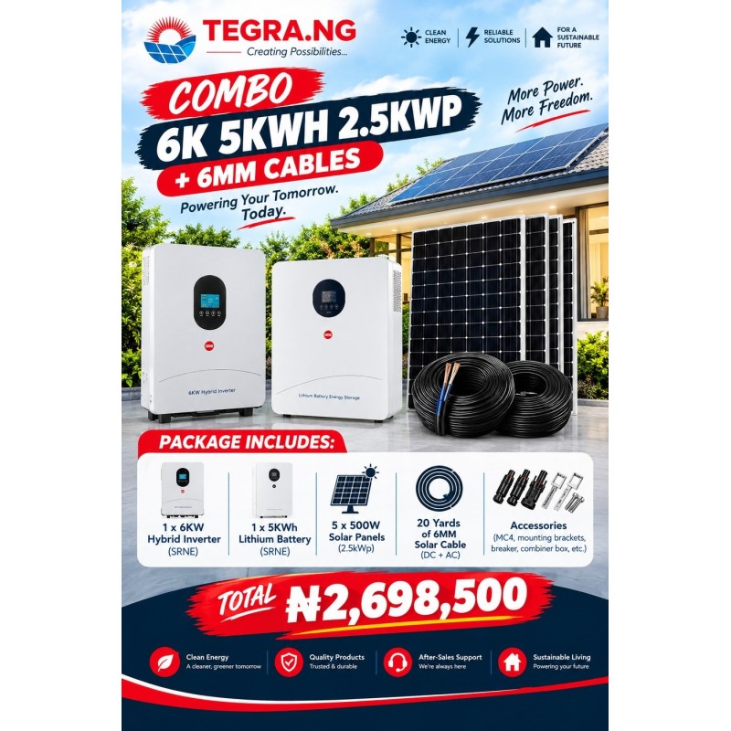 COMBO 6KW 5KWH 2.5KWP +6MM CABLES