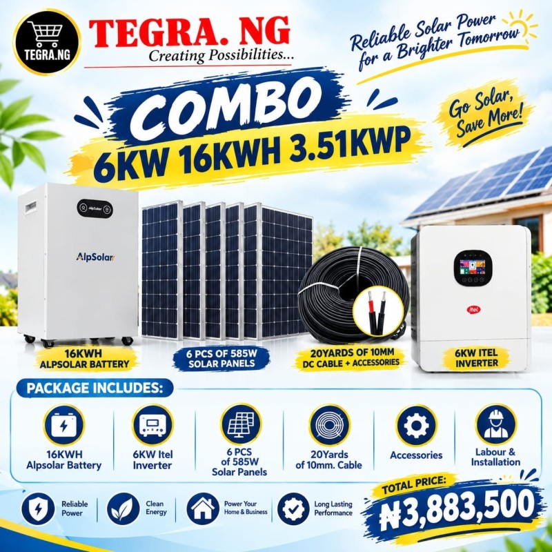 COMBO ITEL 6KW 16KWH 3.51KWP