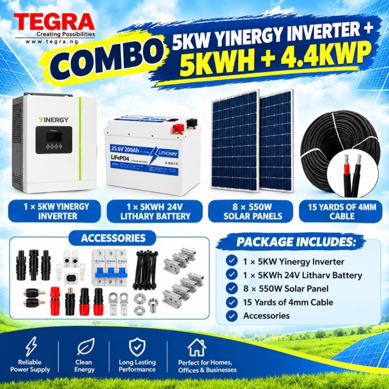 COMBO 5KW  YINERGY INVERTER + 5KWH + 4.4KWP