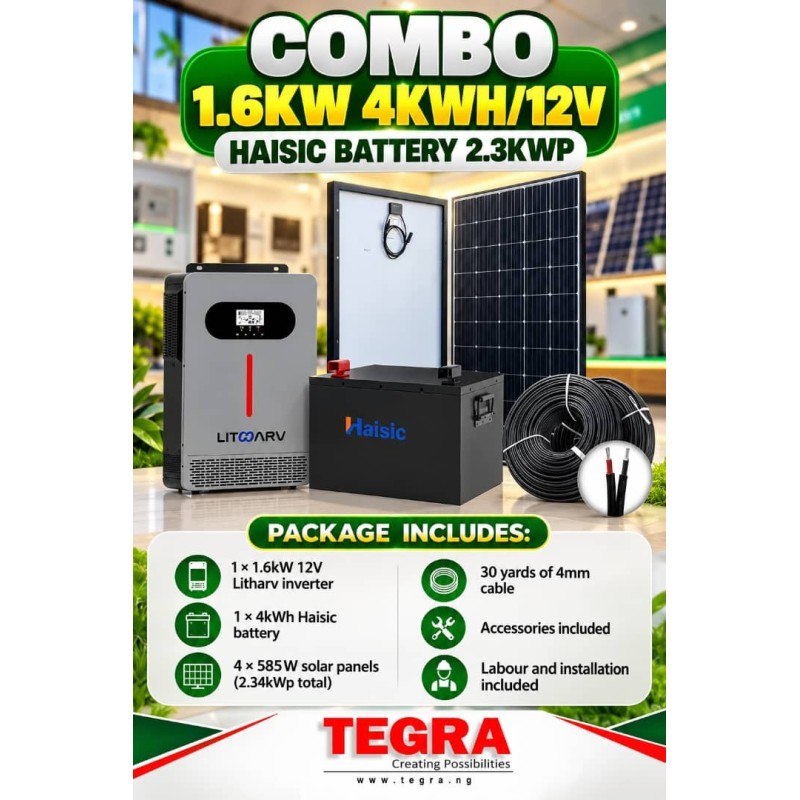COMBO 1.6KW 4KWH/12V HAISIC BATTERY 2.3KWP