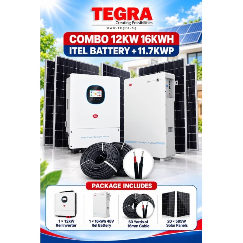 COMBO 12KW 16KWH ITEL BATTERY + 11.7KWP