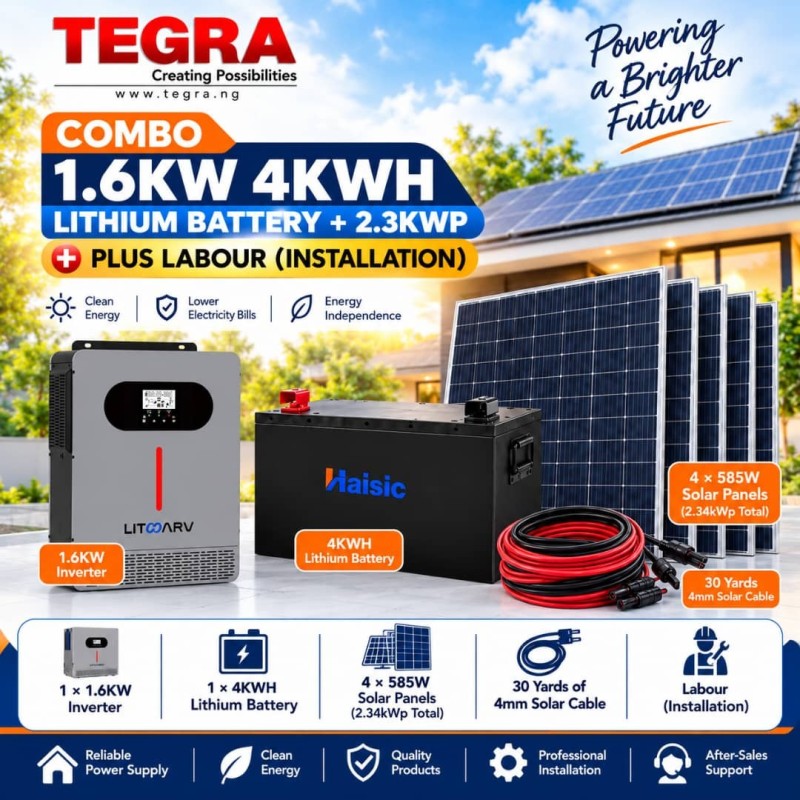 COMBO 1.6KW 4KWH LITHIUM BATTERY + 2.3KWP